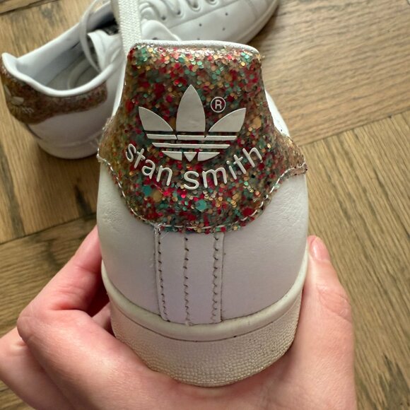 *LIMITED EDITION* ADIDAS Stan Smith w/ Sparkly Heel Tab - Size 9 - Picture 2 of 5